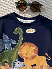 SHEIN LMoss Kids 男嬰休閒極簡短袖上衣，適合春夏穿著 - 彩色 - 查看 5