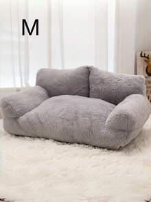 Giường sofa thú cưng hỗ trợ xương thoải mái, giặt được bốn mùa, đáy chống trượt, màu xám hiện đại, phù hợp cho mèo và chó (M/L/XL), phong cách nội thất thời trang - Xám - Xem 10