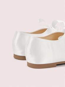 CUCCOO DOLLMOD Women's Side Cutout Bow Tabi Mary Jane Flats White Satin Ballet Flat Shoes Fall Shoes - White - View 6