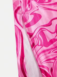Young Girl Casual Vacation Daily Pink Tie-Dye Textured Snug Fit Dress - Pink - View 5