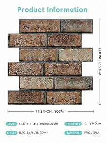 20-Piece 3d Bricks Self-Adhesive Splash Guard Panel, Waterproof Wallboard, Kitchen Wall Decor, Farmhouse Style, Suitable For Bathrooms, Living Rooms, Bedrooms, Vintage Home Wall Decoration - multicolor - View 4