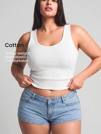 YARNWELL Sexy Women's Sleeveless U-Neck Fitted Tank Top, Side-Boob Coverage, Spring/Summer New Style, Outerwear & Inner Layer Base Top