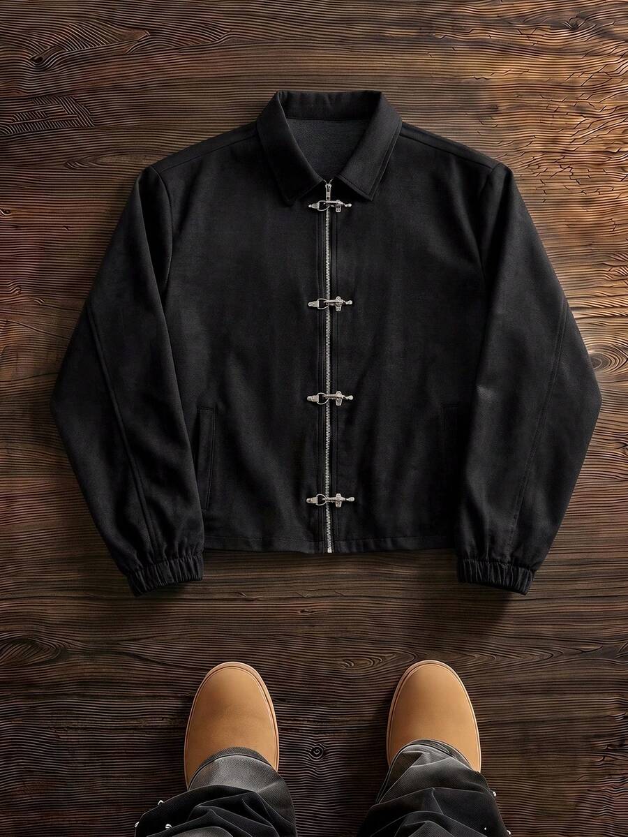 SWAVVY Chaqueta casual versátil para hombre para otoño - Negro - Ver 1