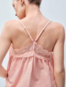 Softvol 波西米亚风吊带100%纯棉女士睡衣套装 - 粉色 - 查看 3