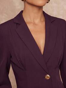 Lumalex Oversized Long Sleeve Lapel Cinched Waist Women's Blazer,New Fall Styles - Red Violet - View 7