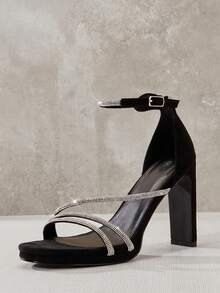 SHUZIA Women's Dressy Ankle Strap High Heel Sandals For Christmas Valentine's Day - Black - View 1