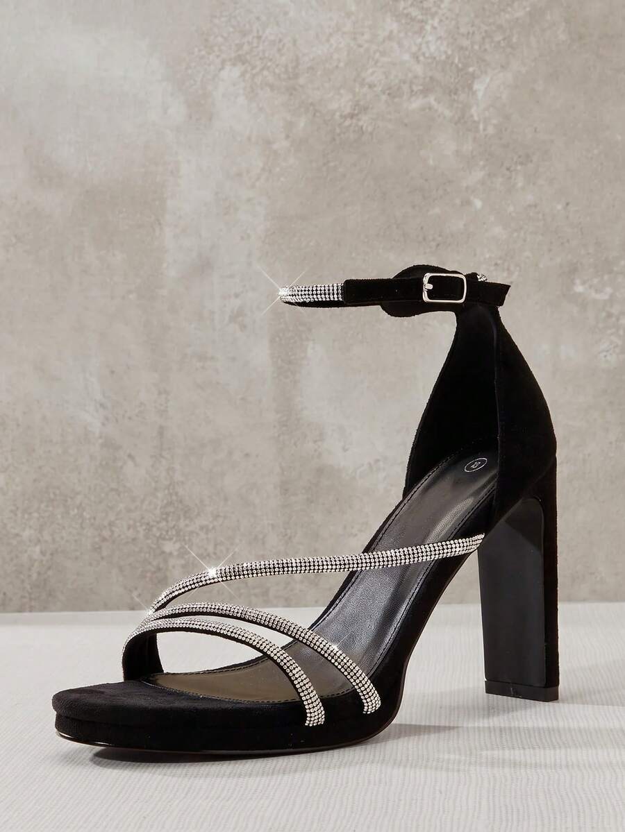 SHUZIA Women's Dressy Ankle Strap High Heel Sandals For Christmas Valentine's Day - Black - View 1