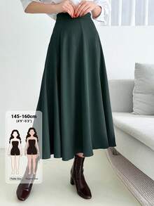 DAZY Rok Kantor Bisnis Wanita Warna Polos Serbaguna Elegan untuk Musim Gugur - Hijau - View 1