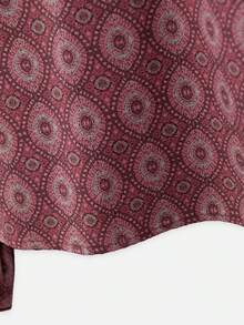 Nöista Red Retro-Print Top, Straight Cut Ruffled, Sweetness. Soft Delicate,Fall/Winter,Elegant,Going Out,Commuting, Versatile Stylish Piece, Top Choice.. - Red - View 11