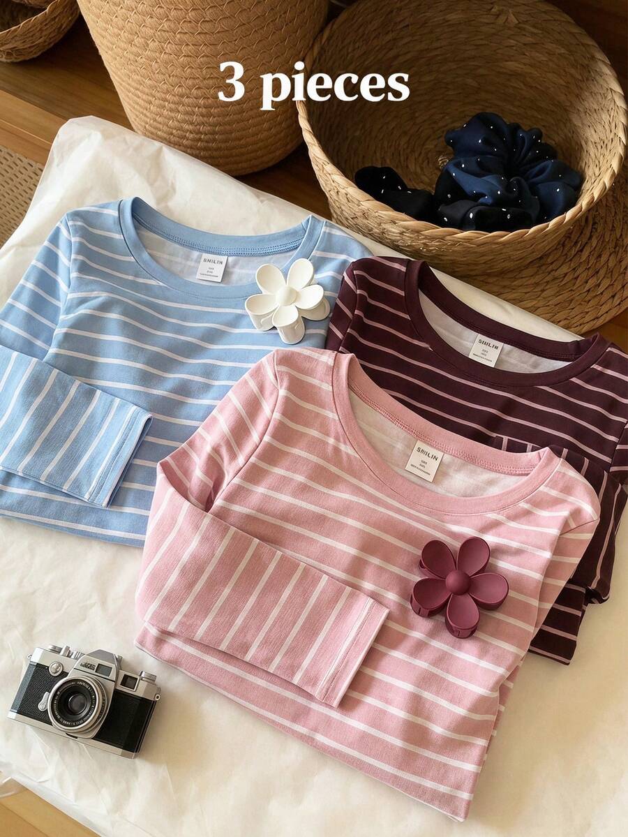 3 piezas de camisetas para niñas preadolescentes - Multicolor - Ver 1