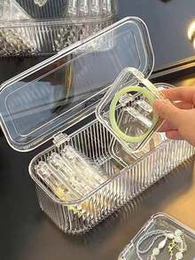 1pc/15pcs Acrylic Bracelet Storage Box, Transparent Anti-Oxidation Portable Box For Bracelets, Fidget Toys, Crystal Jewelry, Nail Polish Accessories, Trinkets - Transparent - View 4