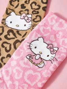 HELLO KITTY AND FRIENDS | SHEIN 2雙透氣吸汗中筒襪 - 混色 - 查看 3