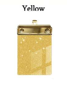 1pc Sparkling Glitter Acrylic Clipboard - PMMA Material, 6 Vibrant Colors (Blue, Pink, Green, Purple, Yellow, White) With Metallic Edges & Sparkling Glitter - Compact Portable Design For Classroom, Office, School, Notebooks & Journals - Multicolor - View 16