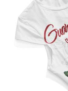 ROMWE Grunge Punk Y2K Vintage Tiger & Vine Tattoo Print T-Shirt - White - View 3