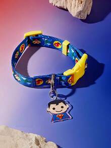 SUPERMAN X PETSIN SUPERBABY 1pc Logo Printed Dog Collar, Durable Webbing Material With Secure Buckle Design, Adjustable Comfortable Pet Collar For Small And Medium Dogs, Suitable For Daily Walking, Training And Outdoor Use - Multicolor - View 7