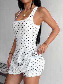 SHEIN Dewbera Women's Polka Dot Casual Daily Sports Dress - Multicolor - View 3