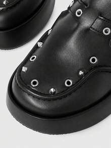 Sugerpunk Sepatu Mules Hak Rivet Retro Wanita, Sol Platform Slip-On Gaya Punk, Sandal Luar Ruangan Serbaguna, Cocok untuk Musim Panas - Hitam - View 4