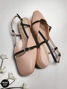 SHUZIA Wide-Fit Women Fashion Daily Versatile Back Strap Pumps - Beige - View 2