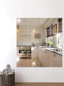 4PCS Self Adhesive Thickened Acrylic Soft Shatterproof Full Length Silvery Mirror For Bedroom Dorm Wall Door Home Decor - Silver - View 5