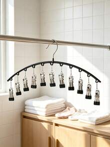 1pc Clothes Hanger, Rotatable Hanging Rack, Space-Saving Curved Hanger For Yoga Pants And Leggings - Closet Organizer With 10 Clips, Pants Socks Hanger For Clothes Shops Valentine DAY, Valentines Wedding, Birthday - Multicolor - View 10