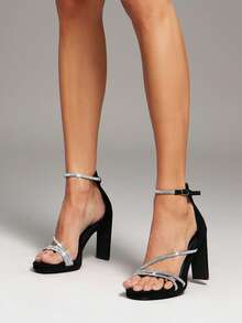 SHUZIA Women's Dressy Ankle Strap High Heel Sandals For Christmas Valentine's Day - Black - View 2