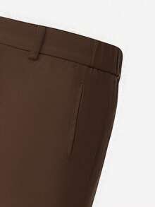 Manfinity Mode Men's Casual Minimalist Button Pocket Pants For Commuting And Office - Brown - View 4