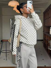 Muchica 女款圓點印花連帽衛衣，適合秋冬季節 - 彩色 - 查看 5