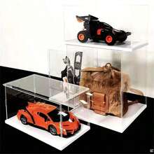 Transparent Acrylic Display Case, Storage Box, White Base, Assembled Dust-Proof Display Cabinet, Suitable For Car Models, Building Blocks, Collectibles, Statues, And Model Display - White Background With Transparent - View 3