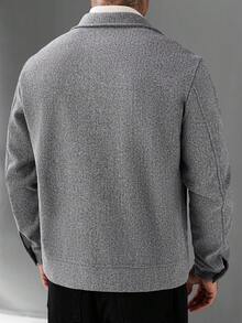 Manfinity CasualCool Men's Solid Color Casual Daily Wool Jacket - Grey - View 2