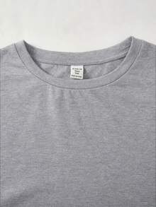 1pc Teen Boy's Casual Sports College Street Grey 2 In 1 T-Autumn Winter Shirt With Large Pattern - Grey - View 3
