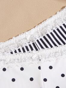 Lullawish 2pcs/Pack Women's Printed Polka Dot Striped Boxer Briefs - Black and White - View 6