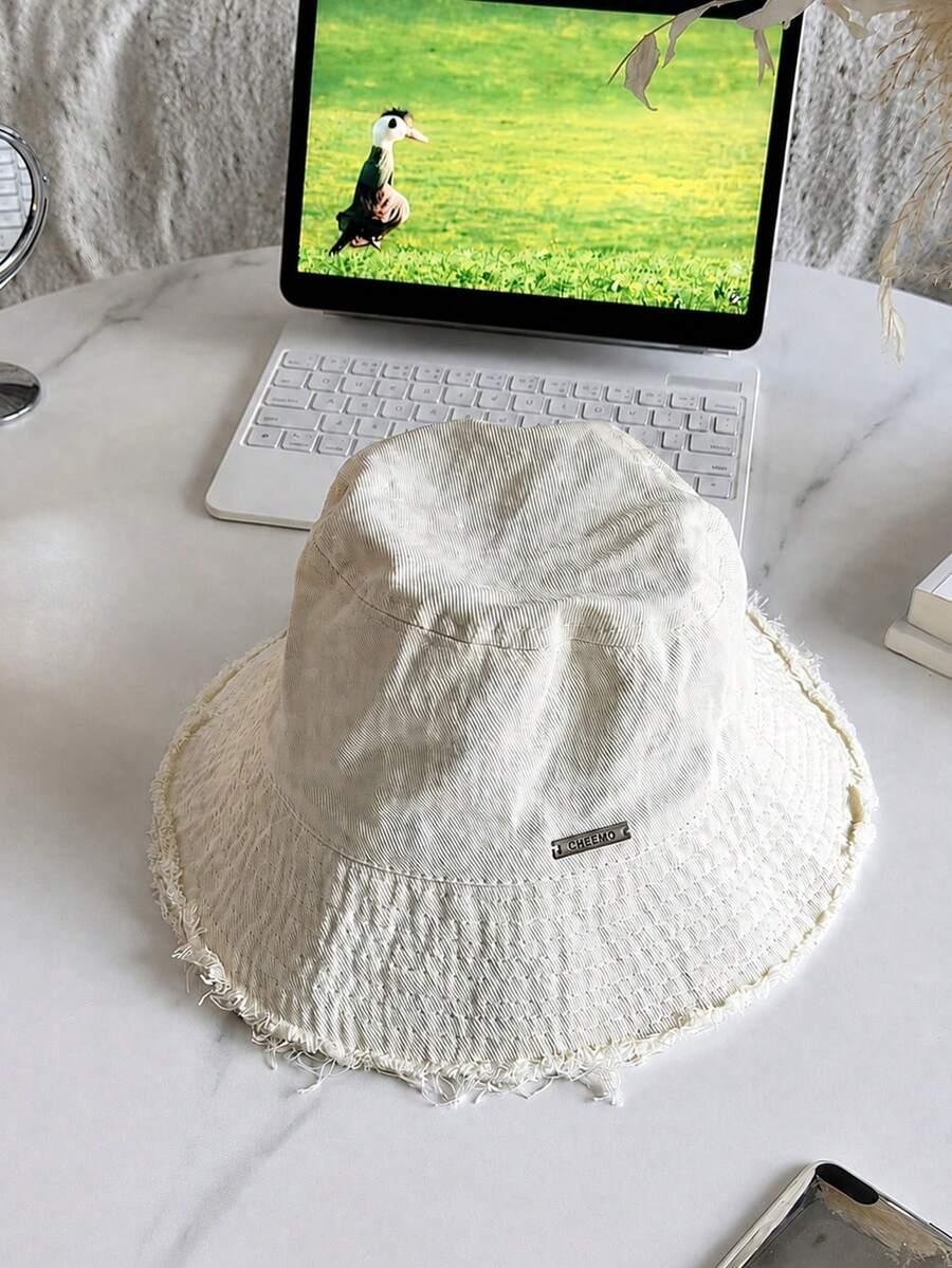 Zazumi 1pc Fashion Wide Brim Small Face Sun Hat For Women, Spring/Summer New UV Protection Travel Casual Versatile Bucket Hat, Can Also Wear In Autumn/Winter As Boho Panama Hat - Multicolor - View 1