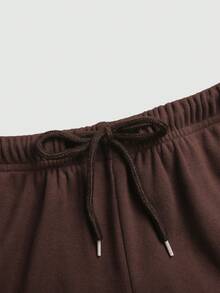 SHEIN Conjunto de chaqueta y pantalones de unicolor casual para niña preadolescente - Marrón - Ver 6