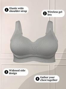 DesireSculpt Plus Size Seamless Wireless Bra, Lift - Grey - View 5