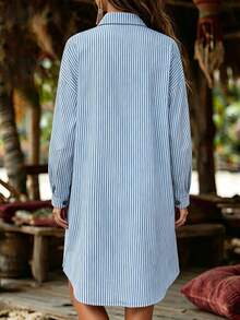 Selamara Casual Loose Shirt Collar Women's Dress - Multicolor - View 2