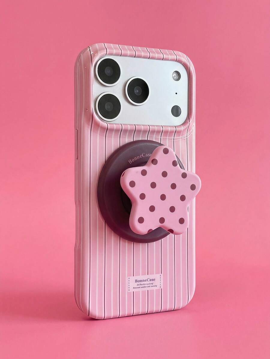 ShellaStory Film Lembut Cocok Untuk Casing Ponsel 17pm Apple 16 Titik Bintang Braket Magnetik 15 Garis Benturan Warna 17 Mode, Personalisasi, Kreativitas, Geometri, Gaya Sederhana, Gaya Benturan Warna, Niche, Gaya Ins - Berwarna merah muda - View 1