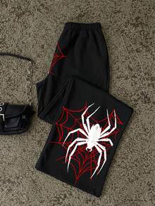 Attitoon Halloween Goth Y2K Spider /Spider Web Basic Sweatpants - Multicolor - View 6