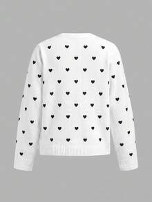 SHEIN BASICS 女款開襟衫，四季百搭，優雅休閒時尚，小愛心圖案 - 彩色 - 查看 6