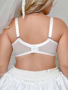 Crystal Vow 1pc Plus Size Lace Bra For Women, Slimming Lingerie For Large Bust - White - View 2