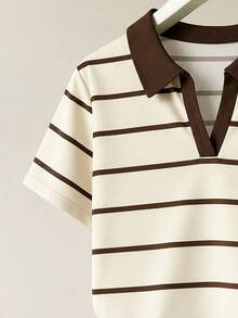 Resyla Women's Letter & Cherry Print Striped Top And Shorts Casual 2 Pieces Set - Multicolor - View 3