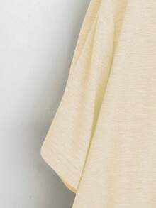 Plus Size Solid Color Minimalist Short Sleeve T-Shirt, Casual Wear - Apricot - View 5