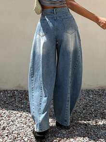 DAZY Women's Distressed Washed Casual Streetwear Daily Commute Curved Leg Jeans Fall - Blue - View 2