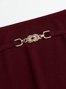 Sweetra New Backless Top And High-Waist Straight-Leg Pants 2 Pieces Set, Suitable For Commuting And Streetwear - Burgundy - View 6