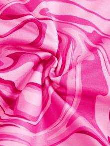 Young Girl Casual Vacation Daily Pink Tie-Dye Textured Snug Fit Dress - Pink - View 8