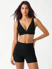 YARNWELL Women's Adjustable Strap Triangle Cup Swim Top - Black - View 11