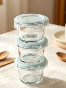 3pcs - Thickened Glass Food Storage Jars With Airtight Lids, Food Storage Jar Set - Perfect For Picnics, Food Preparation, Refrigerator Storage, Also Suitable For Food Storage, High-Temperature Microwave Ovens And Freezers, Mini, Portable, Cute And Durable Design. - Multicolor - View 7