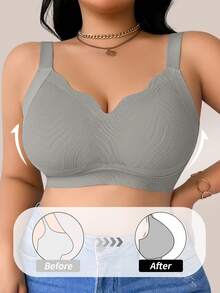 DesireSculpt Plus Size Seamless Wireless Bra, Lift - Grey - View 4