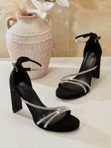 SHUZIA Women's Dressy Ankle Strap High Heel Sandals For Christmas Valentine's Day - Black - View 9