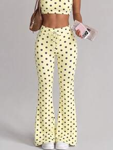 SHEIN Sovereign Charm Summer Casual Fashion Polka Dot Sports Long Pants - Multicolor - View 2