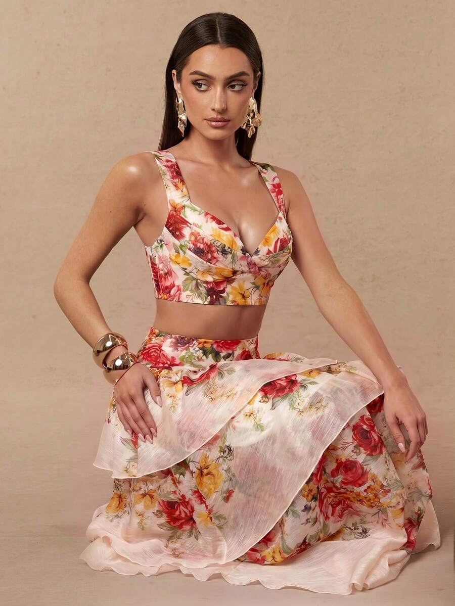 Silquee Women's Spring/Summer Printed Camisole Tank Top With Straps - Multicolor - View 1
